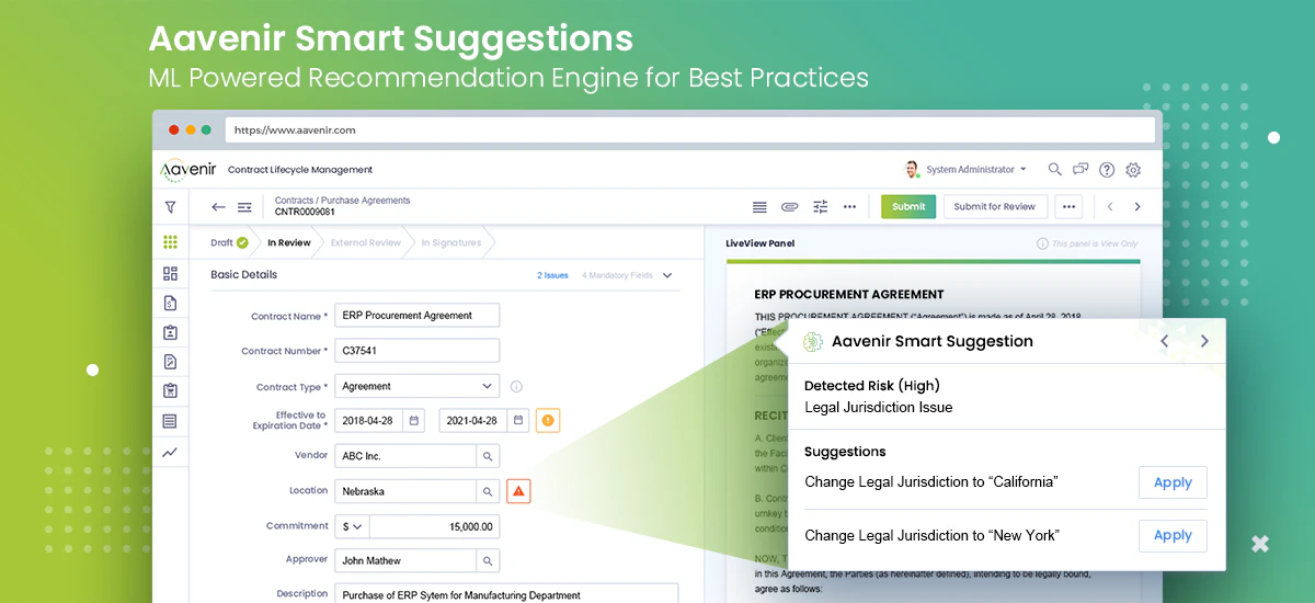 screenshot of Aavenir Contractlflow
